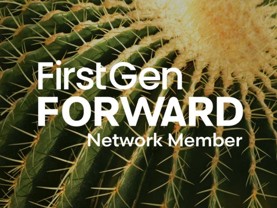 Barrel cactus in the background with white text that says FirstGen Forward Network Member