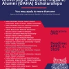 2025-2026 UA Hispanic Alumni Scholarships listing.  Apply on Scholarship Universe by April 6, 2025 for consideration.  12 different scholarships.