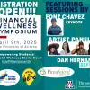 Financial Wellness Symposium Flyer with Date and Presenter Information and Graphics